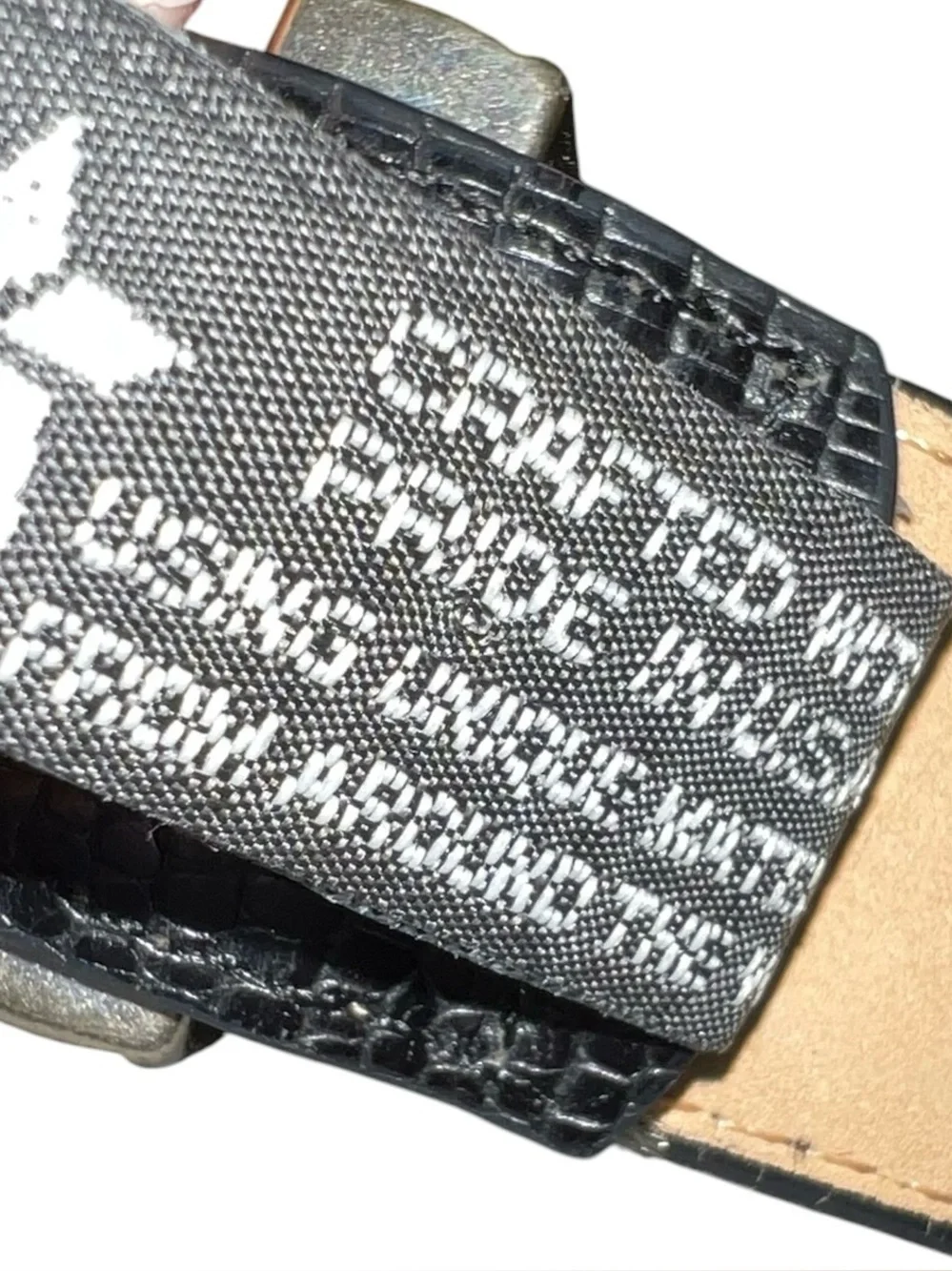 Brighton black snake skin style belt with intricate silver buckle.